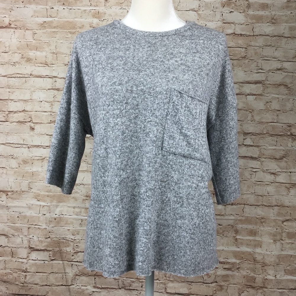 Womens Zara Trafaluc S gray sweater short sleeve